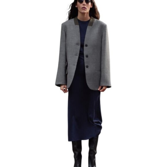 Zara Collection grey tailored oversized wool blazer size M - Picture 1 of 11
